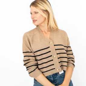 River Island Striped Brown Cropped Cardigan