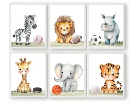 Safari Sport Nursery Prints Set of 6