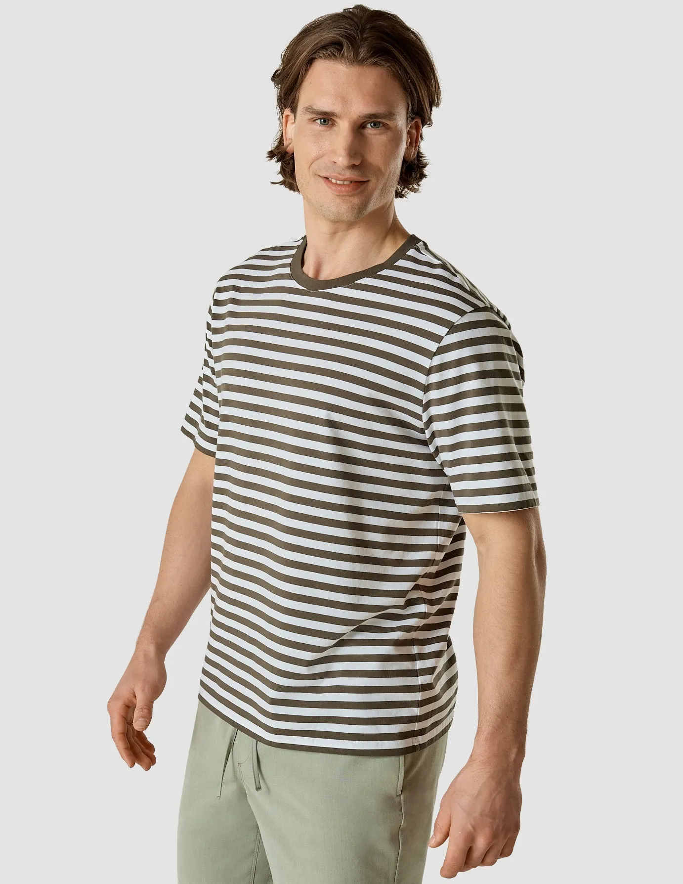 Striped Supima T-Shirt Box Fit Urban Green