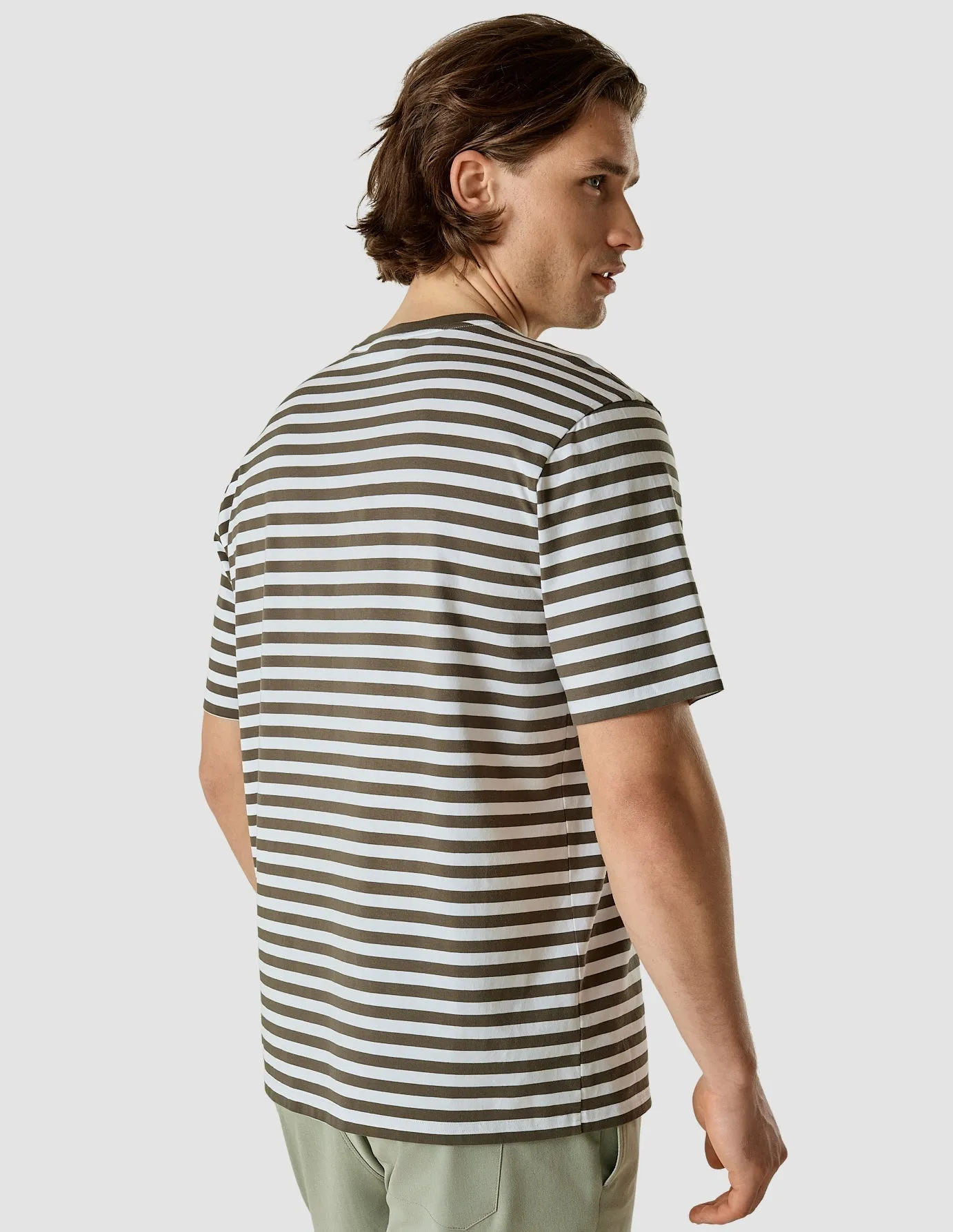 Striped Supima T-Shirt Box Fit Urban Green