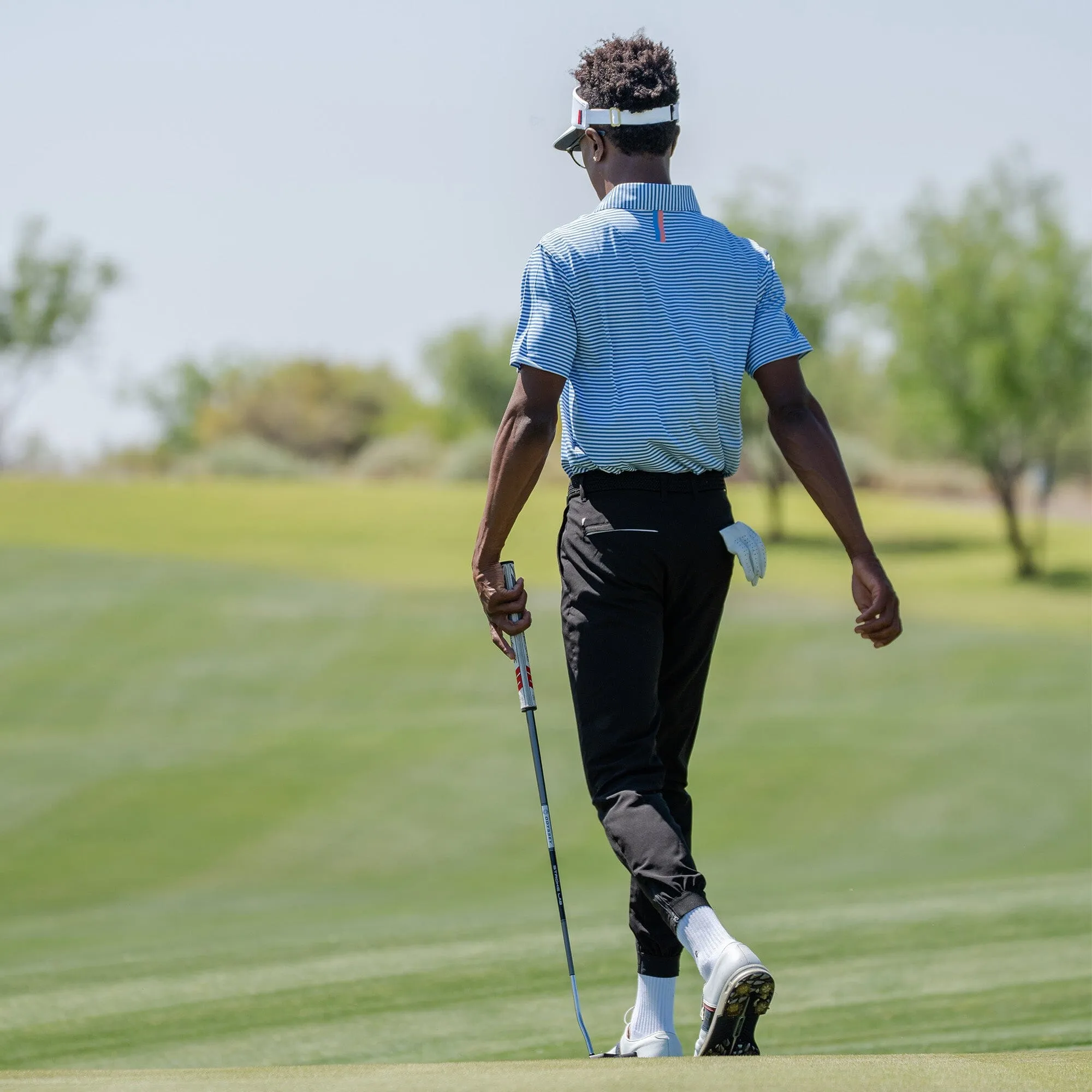 The Birdie Stripe | Performance Polo | The Birdie Stripe - Birdie Blue/White