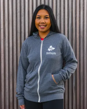 Trillium Stacked Logo Lightweight Zip-Up Hoodie Grey