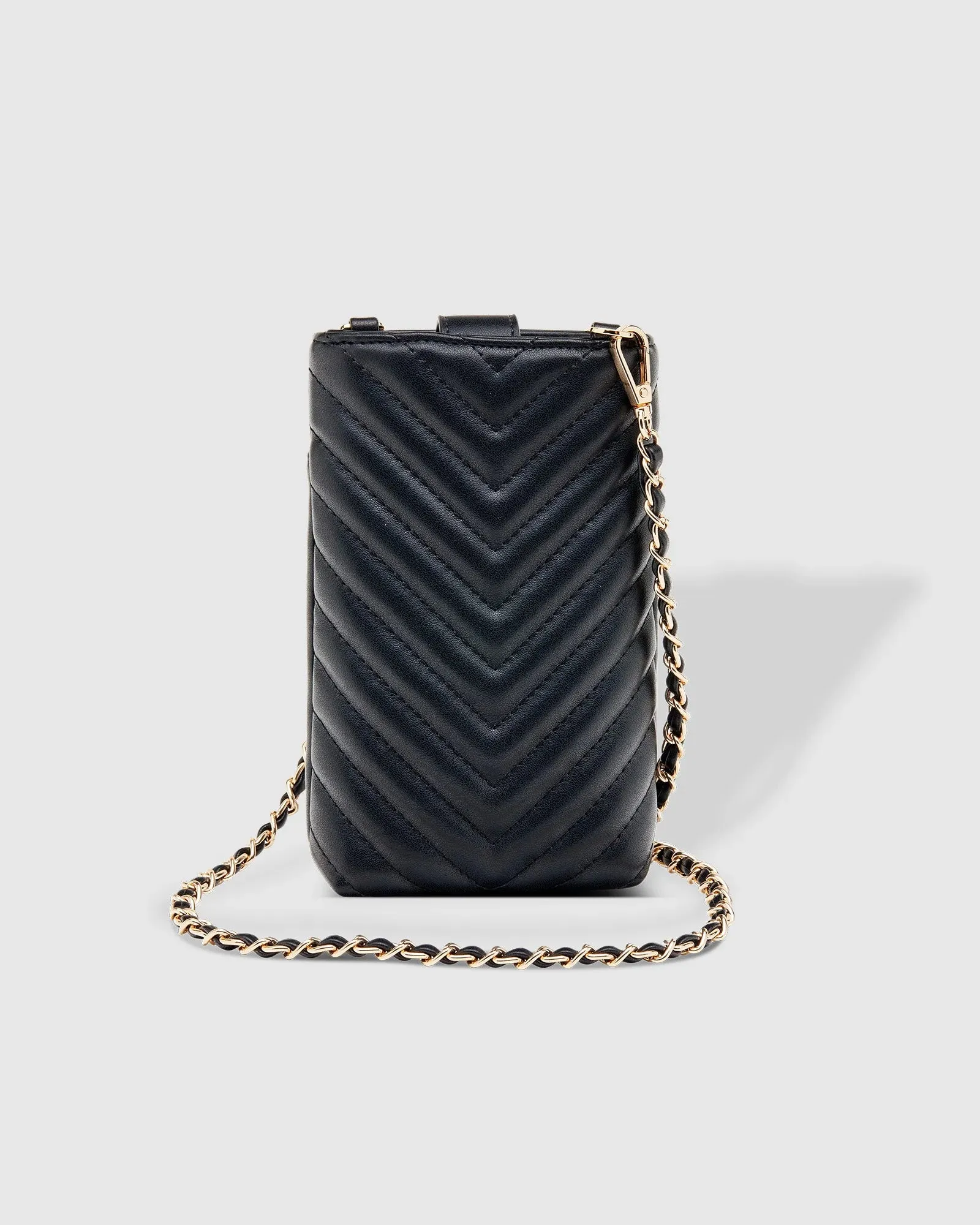 Vera Quilted Phone Crossbody Bag | Black